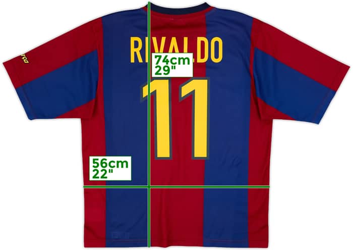 1998-00 Barcelona Basic Home Shirt Rivaldo #11 - 9/10 - (L)
