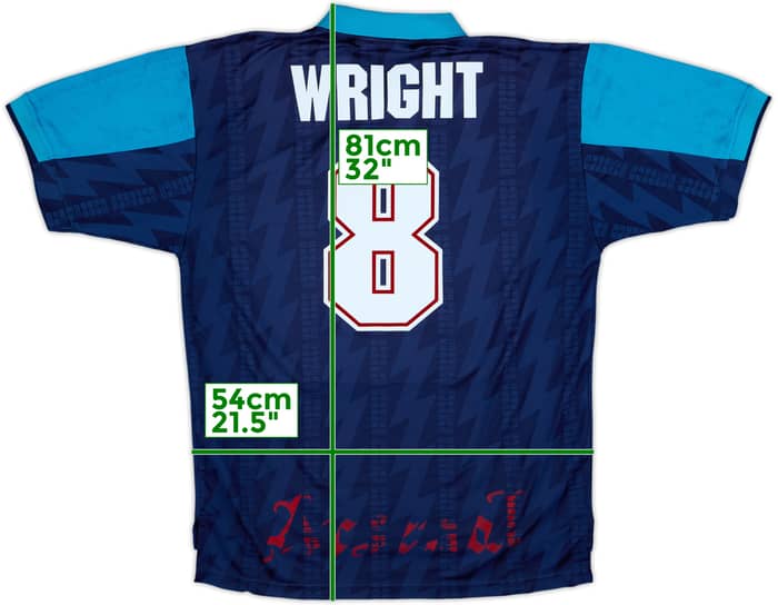 1994-95 Arsenal Away Shirt Wright #8 - 7/10 - (XL)
