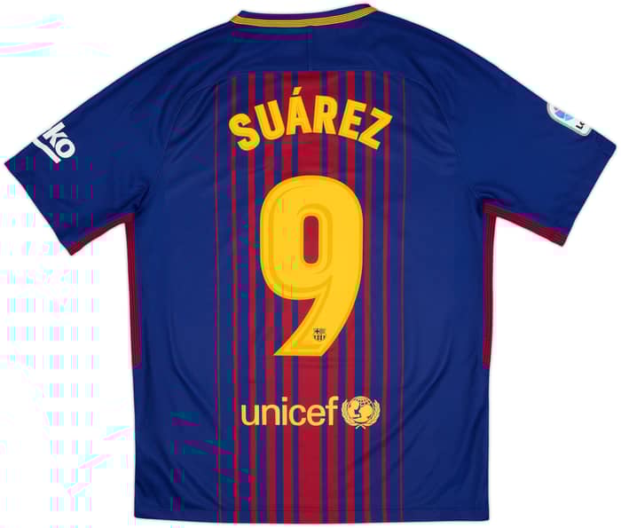 2017-18 Barcelona Home Shirt Suarez #9 - 8/10 - (M)