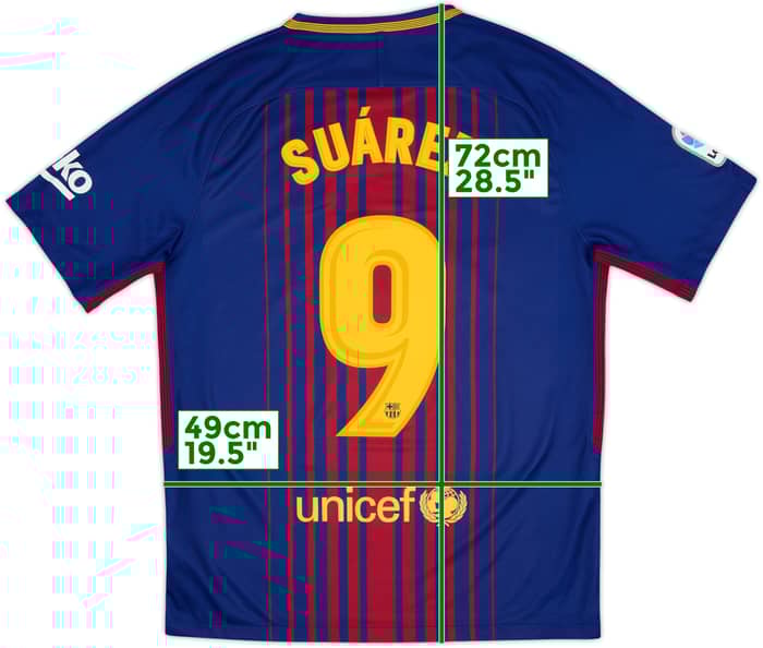 2017-18 Barcelona Home Shirt Suarez #9 - 8/10 - (M)