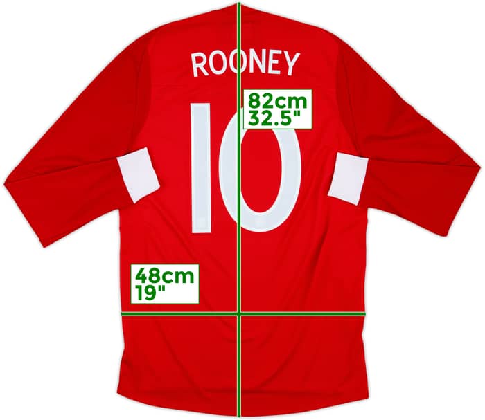 2010-11 England Away L/S Shirt Rooney #10 - 8/10 - (L)