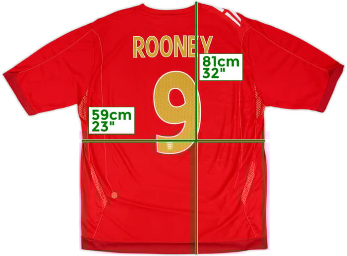 2006-08 England Away Shirt Rooney #9 - 7/10 - (XXL)