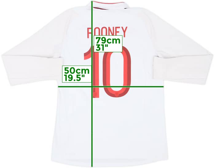 2012-13 England Home L/S Shirt Rooney #10 - 8/10 - (L)