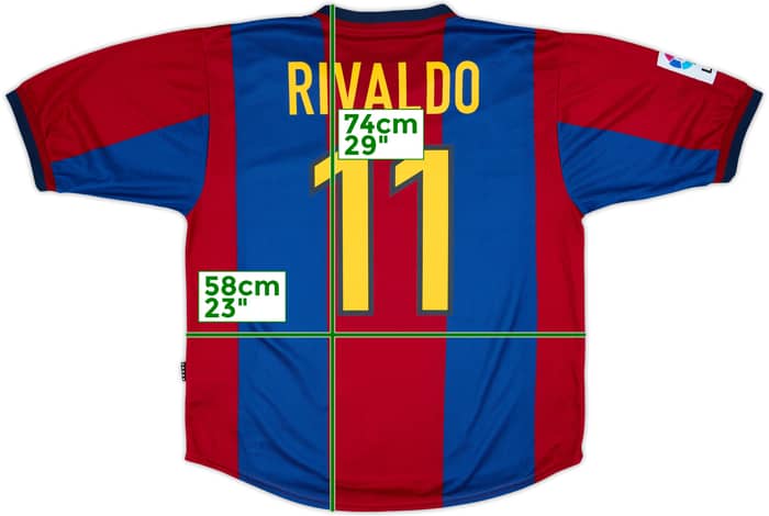 1998-00 Barcelona Home Shirt Rivaldo #11 - 8/10 - (L)
