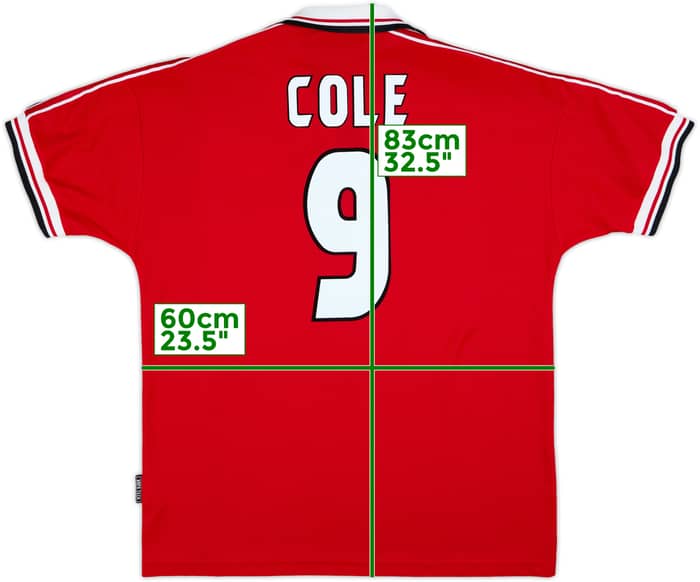 1998-00 Manchester United Home Shirt Cole #9 - 6/10 - (XL)
