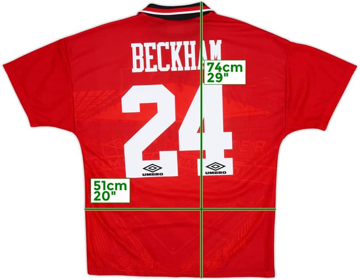 1994-96 Manchester United Home Shirt Beckham #24 - 7/10 - (M)