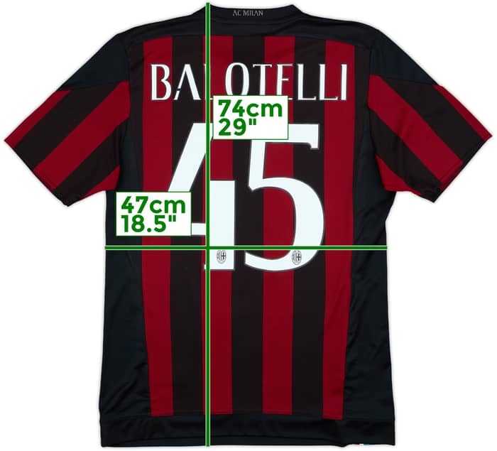 2015-16 AC Milan Home Shirt Balotelli #45 - 8/10 - (M)