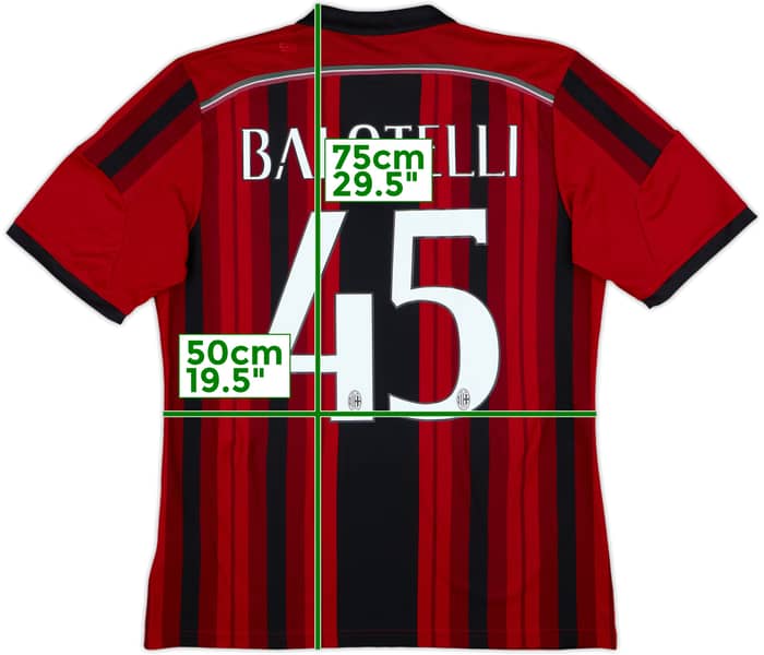2014-15 AC Milan Home Shirt Balotelli #45 - 8/10 - (L)