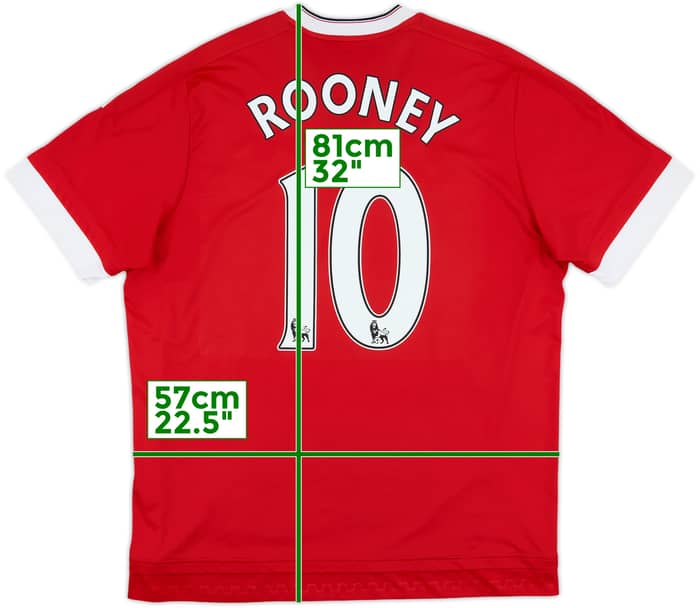 2015-16 Manchester United Home Shirt Rooney #10 - 8/10 - (XL)
