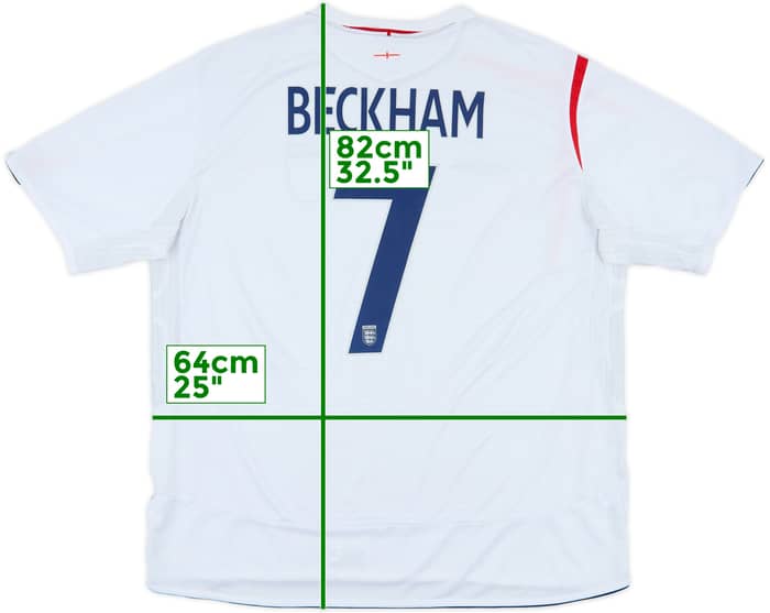 2005-07 England Home Shirt Beckham #7 - 7/10 - (3XL)