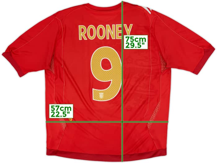 2006-08 England Away Shirt Rooney #9 - 5/10 - (XL)