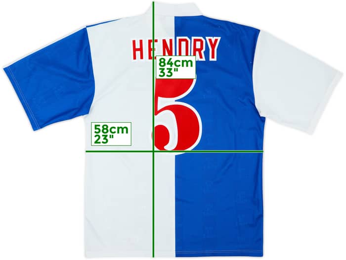 1996-98 Blackburn Home Shirt Hendry #5 - 8/10 - (XL)