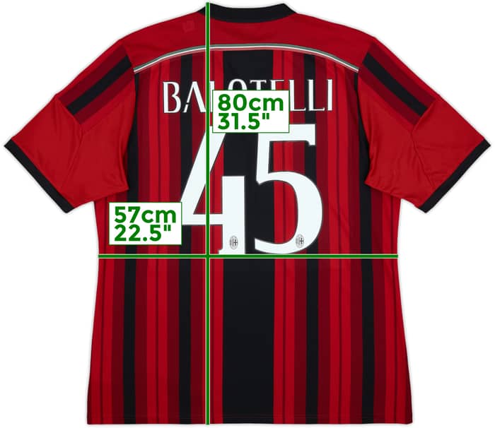2014-15 AC Milan Home Shirt Balotelli #45 - 8/10 - (XL)