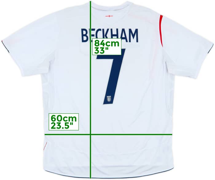 2005-07 England Home Shirt Beckham #7 - 6/10 - (XXL)