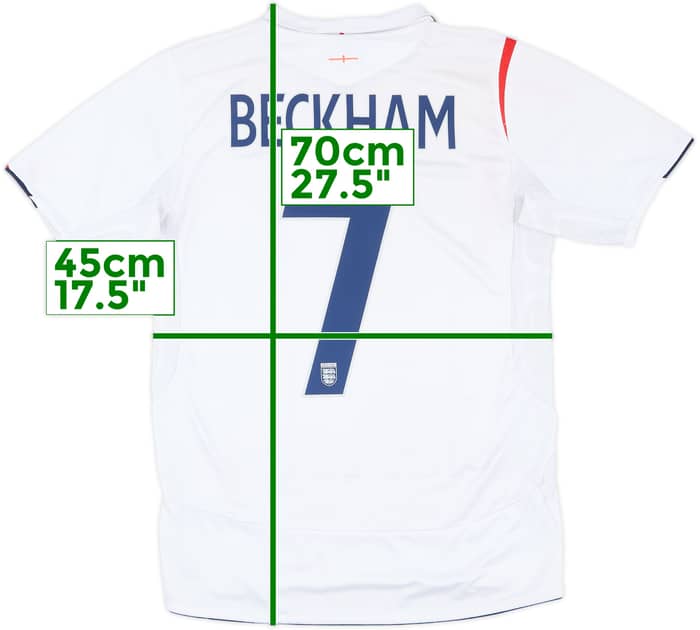 2005-07 England Home Shirt Beckham #7 - 5/10 - (S)