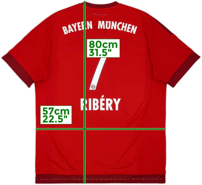 2015-16 Bayern Munich Home Shirt Ribery #7 - 9/10 - (XL)