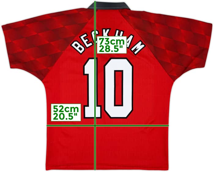 1996-98 Manchester United Home Shirt Beckham #10 - 8/10 - (M)