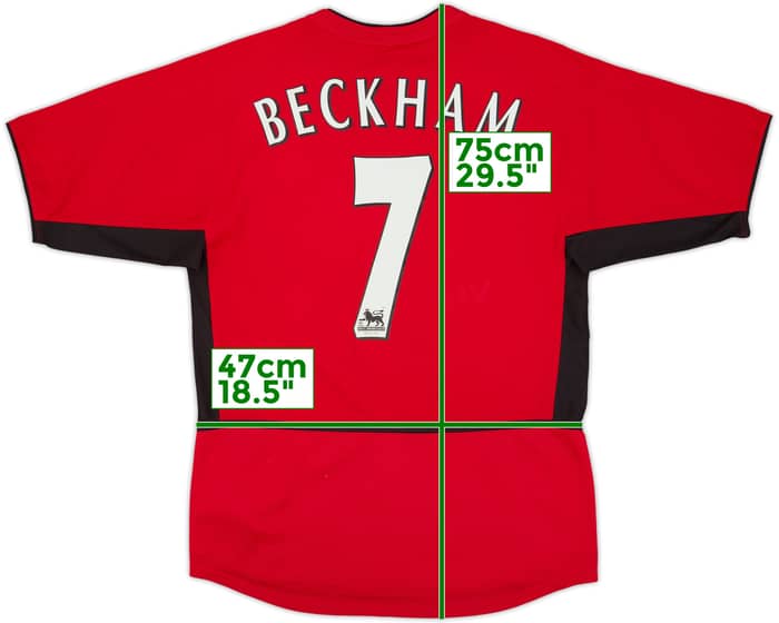 2002-04 Manchester United Home Shirt Beckham #7 - 8/10 - (S)