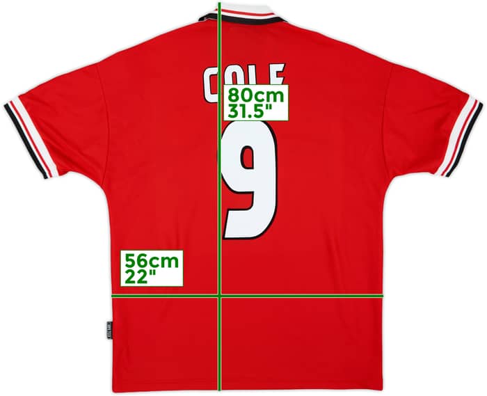 1998-00 Manchester United Home Shirt Cole #9 - 9/10 - (L)