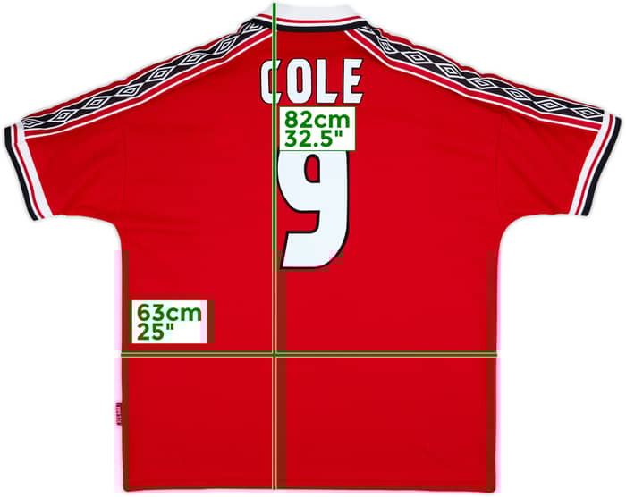 1998-00 Manchester United Home Shirt Cole #9 - 8/10 - (XXL)
