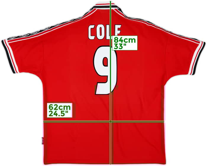 1998-00 Manchester United Home Shirt Cole #9 - 8/10 - (XXL)