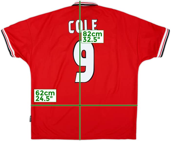 1998-00 Manchester United Home Shirt Cole #9 - 8/10 - (XXL)