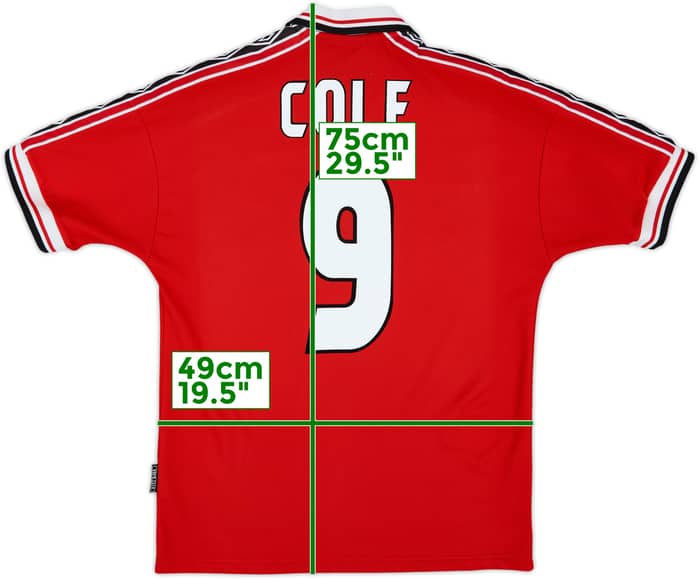 1998-00 Manchester United Home Shirt Cole #9 - 8/10 - (M)
