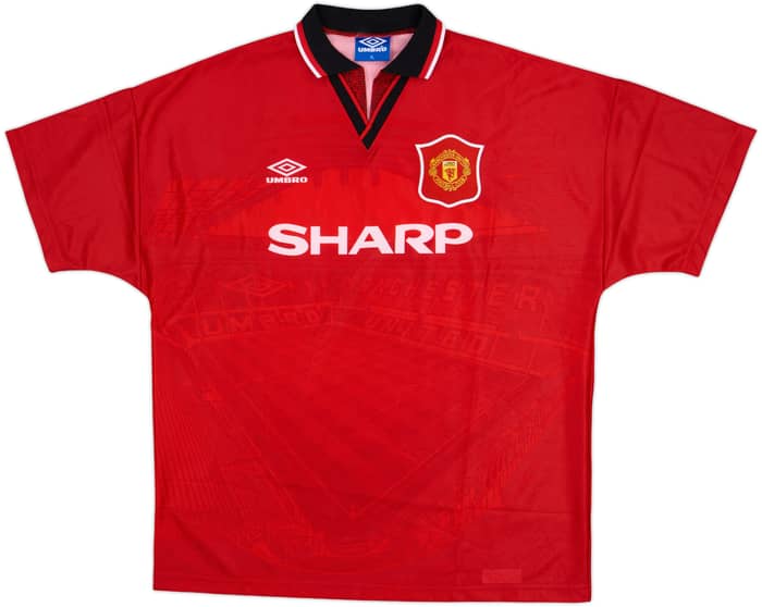 1994-96 Manchester United Home Shirt Beckham #24 - 7/10 - (XL)