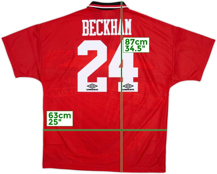 1994-96 Manchester United Home Shirt Beckham #24 - 7/10 - (XL)