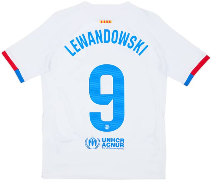 2023-24 Barcelona Away Shirt Lewandowski #9 - 7/10 - (XL.Boys)
