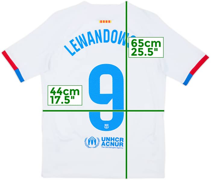 2023-24 Barcelona Away Shirt Lewandowski #9 - 7/10 - (XL.Boys)