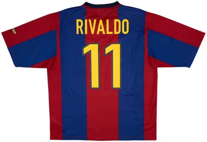 1998-00 Barcelona Basic Home Shirt Rivaldo #11 - 10/10 - (L)