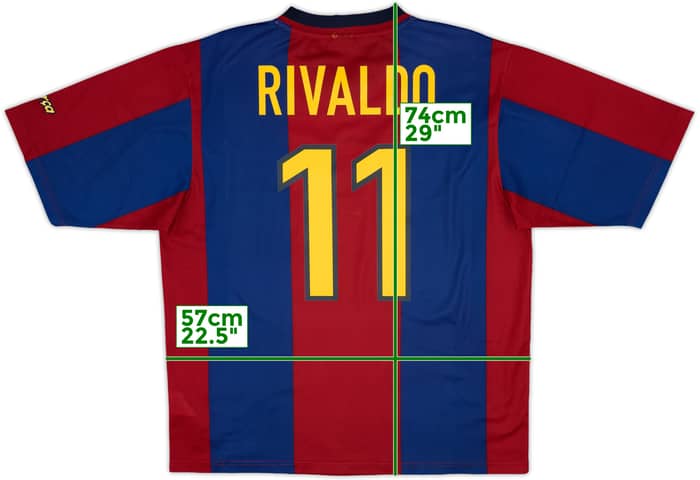 1998-00 Barcelona Basic Home Shirt Rivaldo #11 - 10/10 - (L)