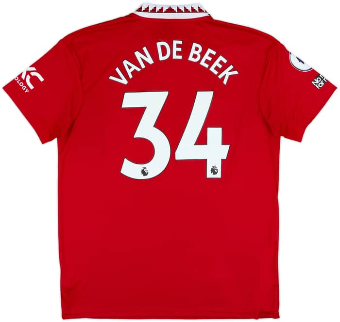 2022-23 Manchester United Home Shirt Van de Beek #34 - 9/10 - (XL)