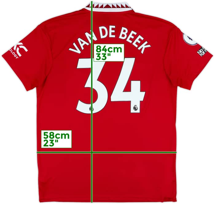 2022-23 Manchester United Home Shirt Van de Beek #34 - 9/10 - (XL)