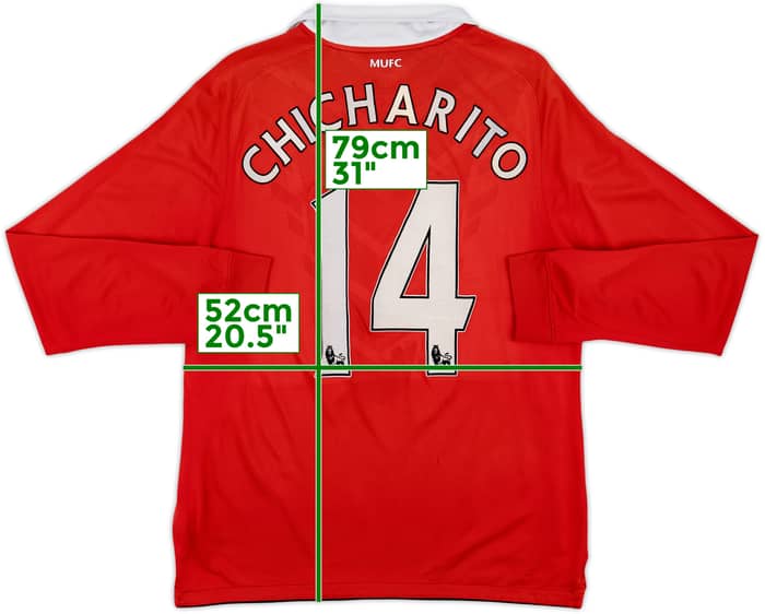 2010-11 Manchester United Home L/S Shirt Chicharito #14 - 6/10 - (L)