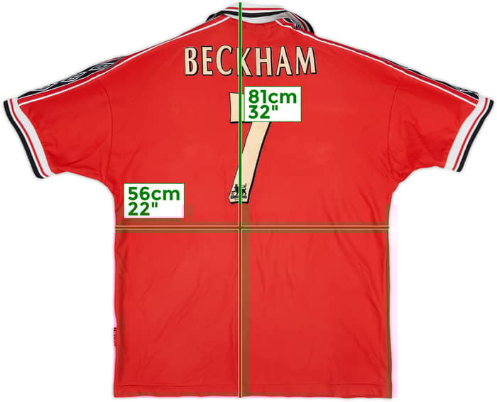 1998-00 Manchester United Home Shirt Beckham #7 - 6/10 - (XL)