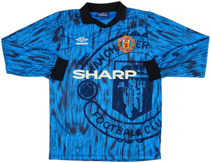1992-93 Manchester United Away L/S Shirt Cantona #7 - 8/10 - (S)