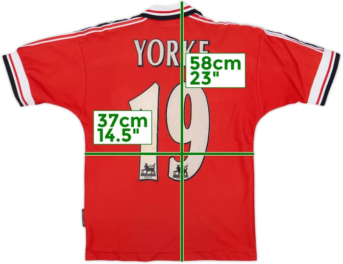 1998-00 Manchester United Home Shirt Yorke #19 - 5/10 - (M.Boys)