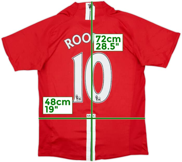 2007-09 Manchester United Home Shirt Rooney #10 - 8/10 - (S)