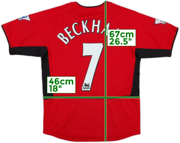 2002-04 Manchester United Home Shirt Beckham #7 - 4/10 - (L.Boys)