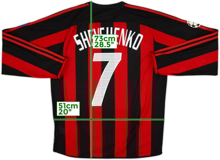 2003-04 AC Milan Home L/S Shirt Shevchenko #7 - 6/10 - (M)