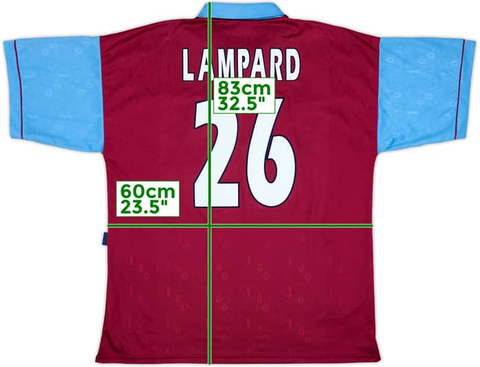 1995-97 West Ham Centenary Home Shirt Lampard #26 - 9/10 - (XL)
