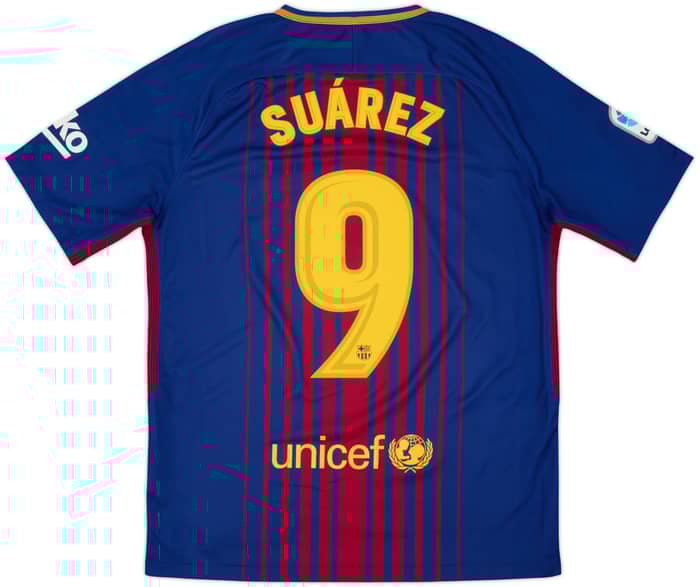 2017-18 Barcelona Home Shirt Suarez #9 - 9/10 - (M)
