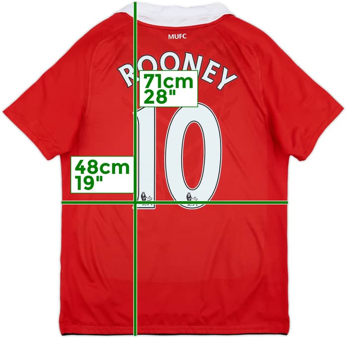 2010-11 Manchester United Home Shirt Rooney #10 - 10/10 - (XL.Boys)