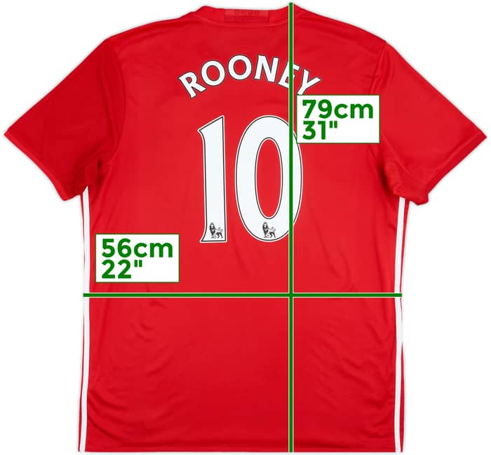 2016-17 Manchester United Home Shirt Rooney #10 - 7/10 - (XL)