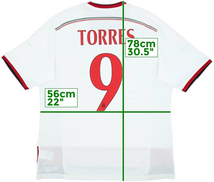 2014-15 AC Milan Away Shirt Torres #9 - 7/10 - (XL)