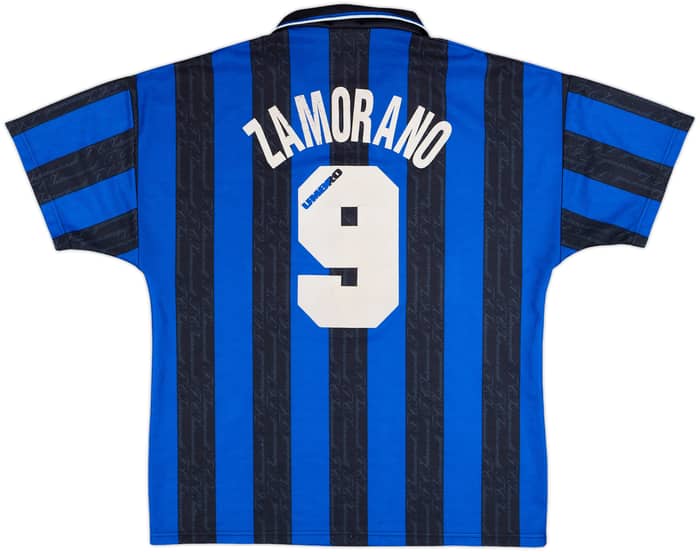 1996-97 Inter Milan 'Finale Coppa UEFA' Home Shirt Zamorano #9 - 5/10 - (L)