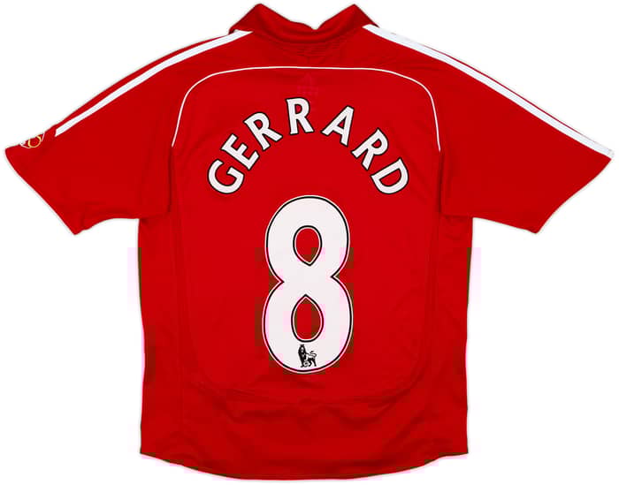 2006-08 Liverpool Home Shirt Gerrard #8 - 6/10 - (L.Boys)