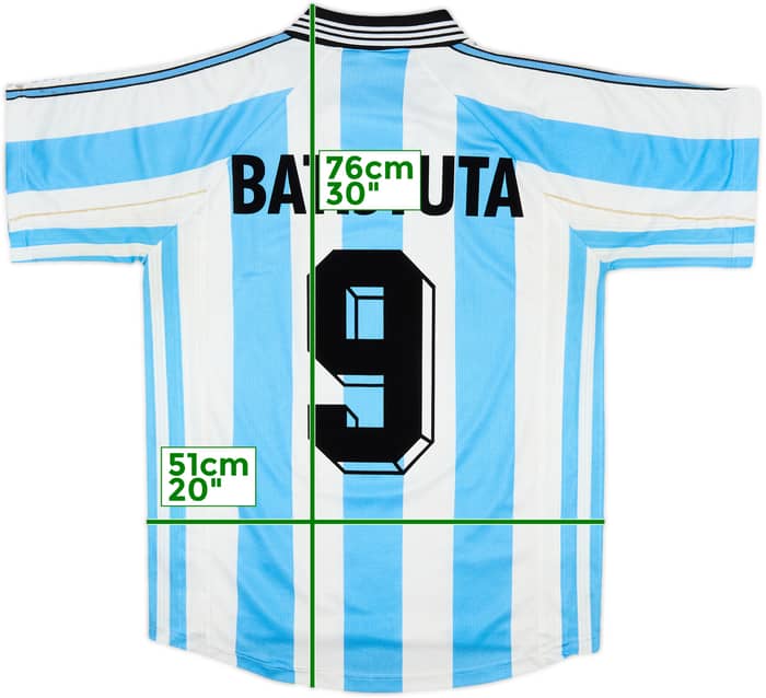 1998-99 Argentina Home Shirt Batistuta #9 - 7/10 - (S)